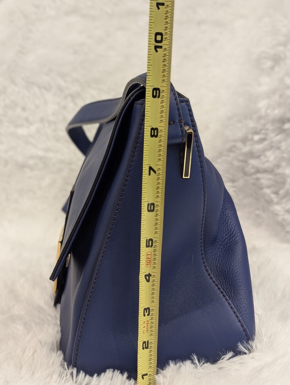 Fendi Cobalt Blue Leather Mama Forever Be Baguette Flap Shoulder Bag - Picture 10 of 16